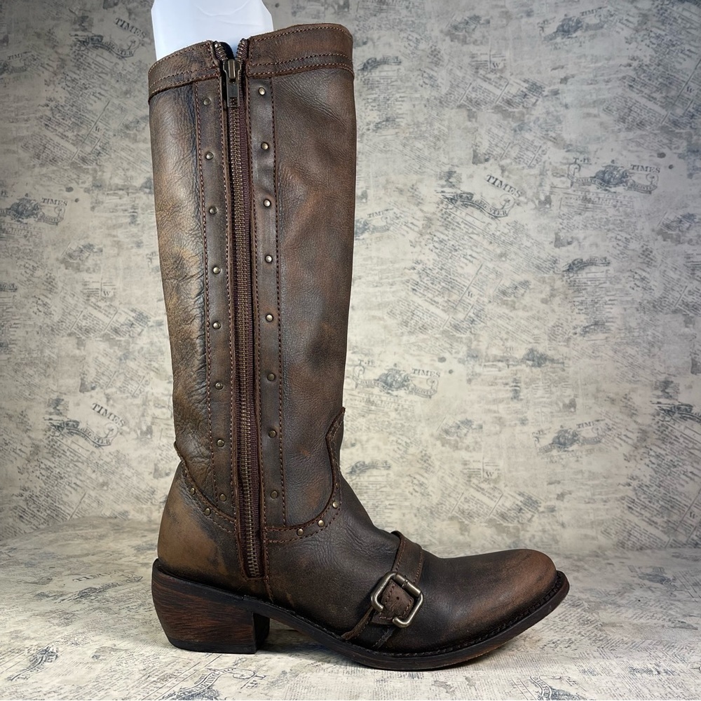 Independent Boot Company Leather Boots Goodyear Welt Western Riding Brown